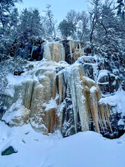 Frozen waterfall in Duved Sweden Jantland Norrland winter