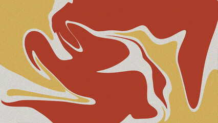 Illustration of abstract fluid art with red, yellow, and white color isolated on white background