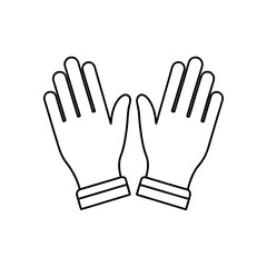 Outline pair of work gloves on transparent background