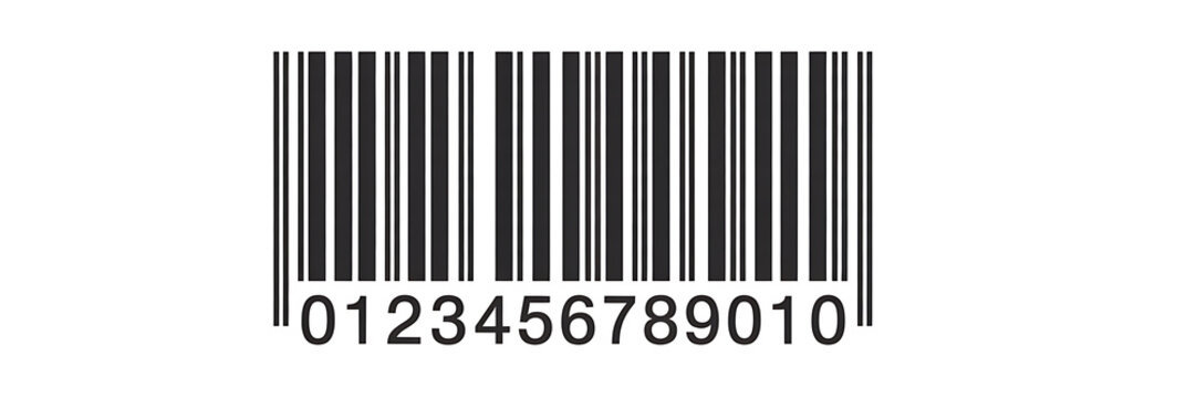 Barcode with numbers 0123456789010 isolated on white background