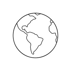 Earth outline showing america on transparent background