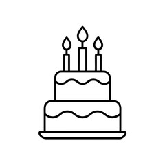 Two tier cake with candles on transparent background