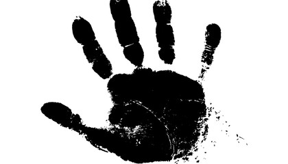 Black handprints isolated on white background. Vector handprint on background hand drawn digital art style illustration isolated on transparent background