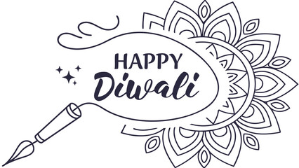 Celebrate Happy Diwali with this beautiful mandala design created with artistic brush strokes, perfect for posters, cards, or festive decorations