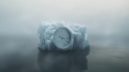 Clock floating in foggy water concept of time weather and nature - Powered by Adobe