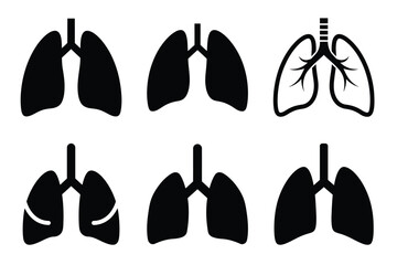 Lungs silhouette vector icon set