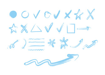 Hand Drawn Brushstroke Design Elements Collection Various Artistic Shapes and Symbols for Creative Projects and Visual Communication Resources vector