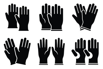 Fototapeta premium Medical gloves silhouette vector icon set