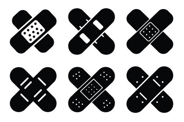 Bandage silhouette vector icon set