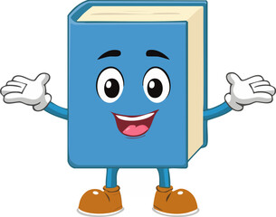 Friendly book mascot with hands and legs isolated on white background, Cute cartoon book mascot character vector illustration, Happy book with arms and legs education concept, Smiling book character 