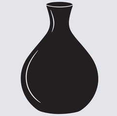 pear shaped vase pottery silhouette vector art illustration, black vase on white background