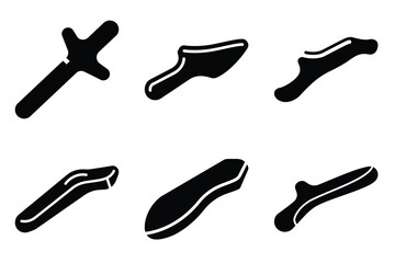 Crutch silhouette vector icon set