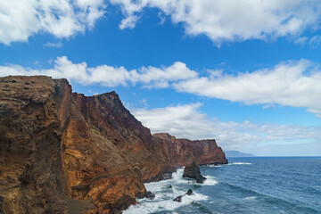 Cliffs of São Lourenço Peninsula overlooking the Atlantic Ocean, Madeira