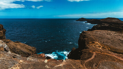 Cliffs of São Lourenço Peninsula overlooking the Atlantic Ocean, Madeira