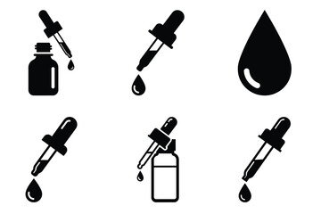 Eye drop silhouette vector icon set