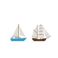 Two sailing ships illustrating maritime history and nautical adventure isolated on white background