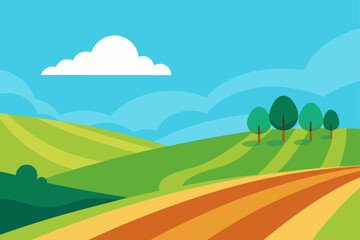 Scenic landscape with rolling hills and cloudy sky