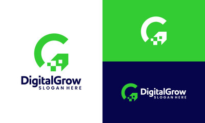 Digital Growth logo design. Initial letter G design with digital arrow up graphic icon symbol
