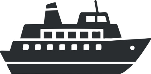 Obraz premium A simple silhouette of a boat icon suitable for nautical themes and transportation.