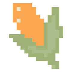 Pixel Art Corn Cob Vegetable Autumn Harvest Icon Illustration