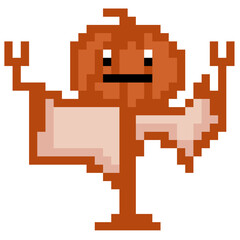 Obraz premium Pixel Art Scarecrow Autumn Harvest Farm Icon Illustration