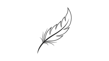 Obraz premium Delicate Feather Outline on Black, Simple Monochrome Artistic Element