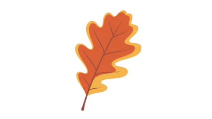 Autumn Leaf Isolated on Transparent Background, Orange and Yellow Fall Foliage