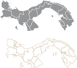 panama issustration outline map