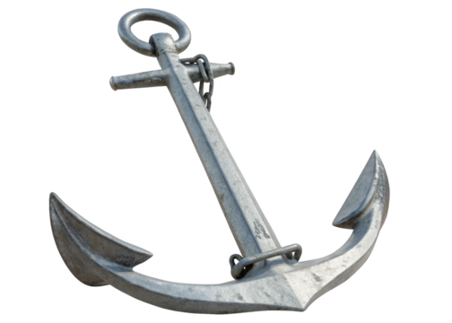 ship anchor steel isolated on a transparent background.