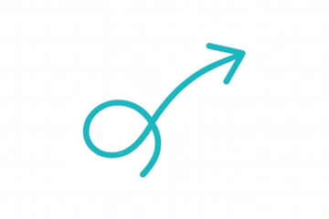 Sketching a doodle arrow symbol with a loop, illustrating a path, growth, or a new direction. Transparent background