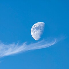 Crescent moon in a clear sky