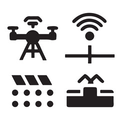  Smart Farming Drone and Wireless Network Symbols