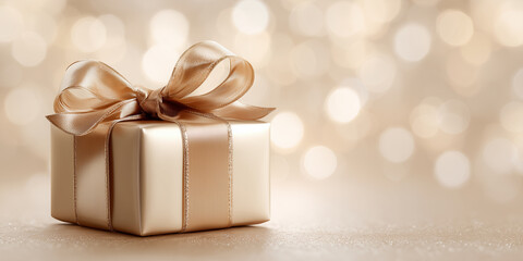 Christmas gift in golden box