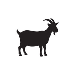 Fototapeta premium Farm Animal Illustration in a Goat Silhouette Icon Black and White vector