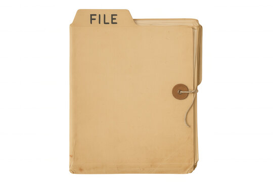 Manila file folder with file label, old paperwork and confidential document concept, transparent background