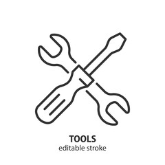 Tools line icon. Screwdriver and wrench vector illustration. Editable stroke.
