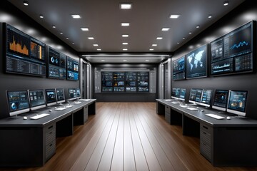 Control room monitoring global network data technology