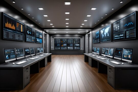 Control room monitoring global network data technology