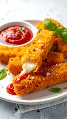 Crispy cheese sticks with tomato sauce (1)