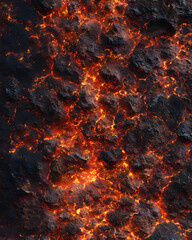 Dynamic, vibrant lava texture with glowing magma and fiery cracks, perfect for dramatic backgrounds, geological designs, and creative projects