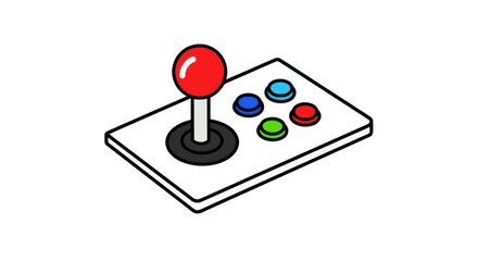 Arcade Game Controller with Red Joystick and Colorful Buttons. © wongpunduh