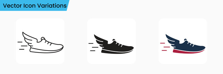 Winged Running Shoe Icon Minimalist Symbol of Speed, Agility, and Performance in Vector Design