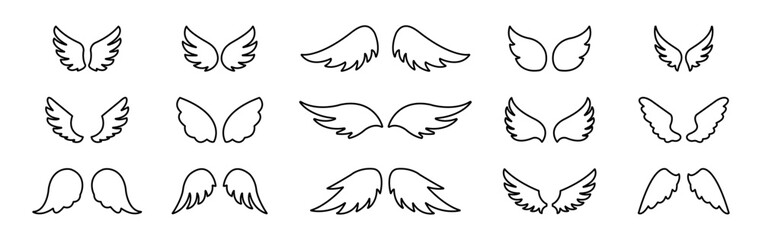 Wings icons set. Wing logo. 