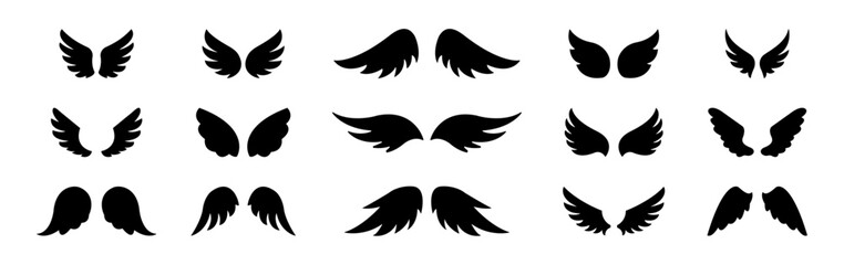 Wings icons set. Wing logo. Vector.
