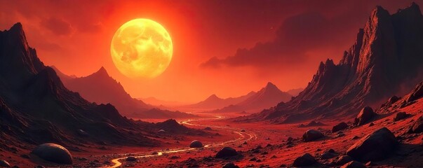 Scorched Planet Remnants of a Lost Civilization Under a Fiery Alien Sun