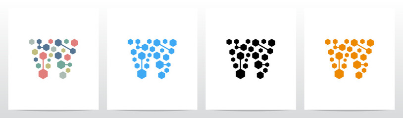 Hexagon Cluster Some Are Connected Letter Initial Logo Design W
