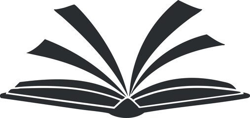 An illustration of an open book with visible pages, symbolizing reading and knowledge.