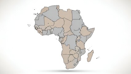 Obraz premium Contoured Africa Map with Beige and Grey Divisions on White Background