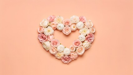 Obraz premium Heart shaped arrangement of delicate pink and white flowers