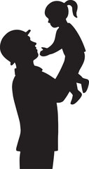  Soldier with child patriotic silhouette vector illustration showing family, honor, and national pride.